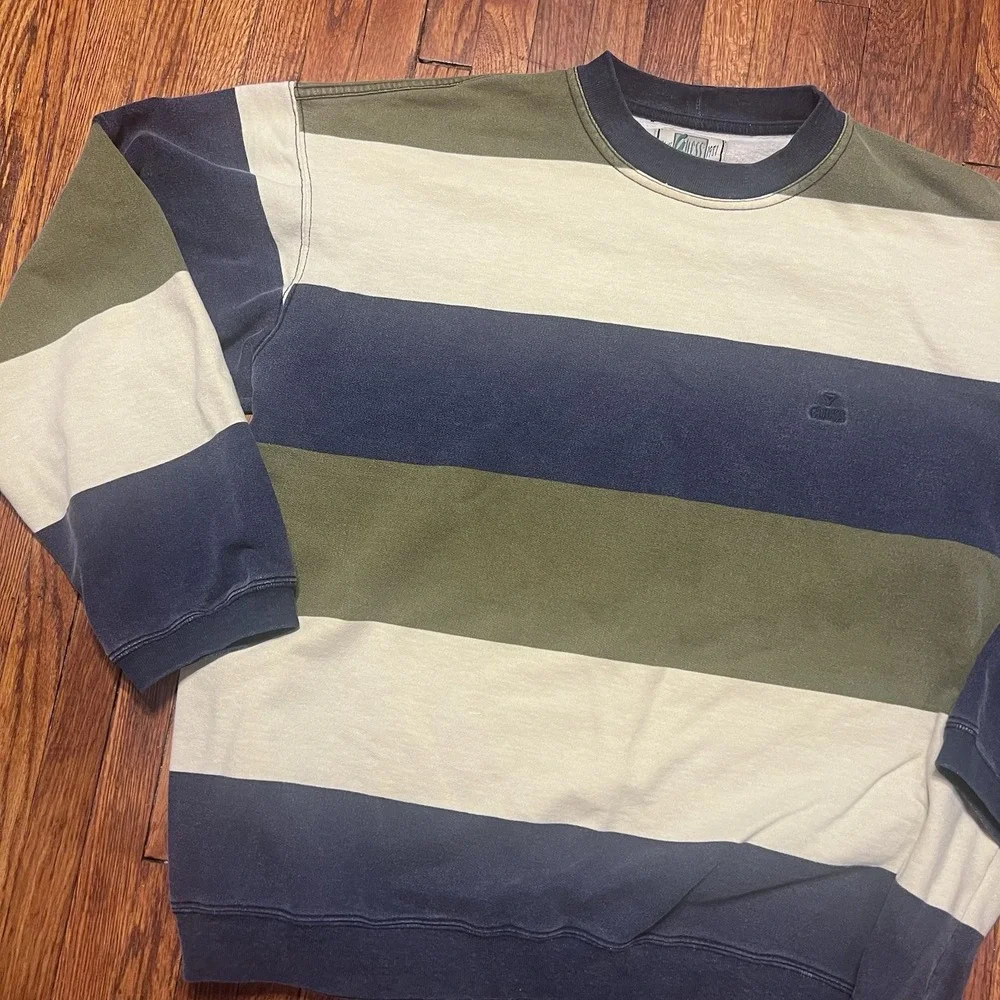 Guess American Tradition Sweater Vintage Men's Size Medium Striped Cotton Multi
